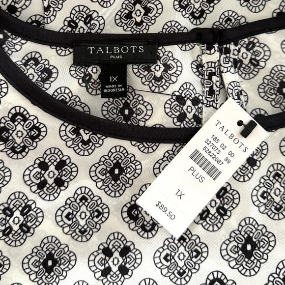 Talbots Sleeveless Black & White/Off White Elegant Top 1X - Picture 4 of 5